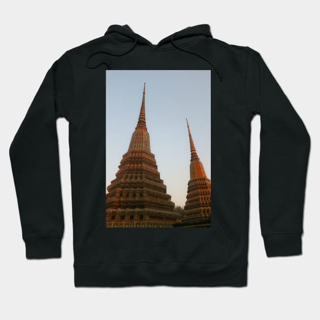 Two stupa against clear sky at Wat Pho Buddha temple. 1 Hoodie by kall3bu